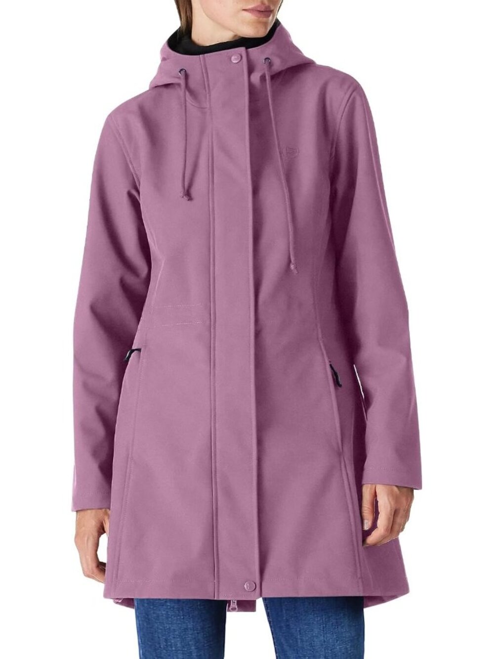 Womens Light Pink Windbreaker Fleece Lined Softshell Hiking Insulated Parka Coat